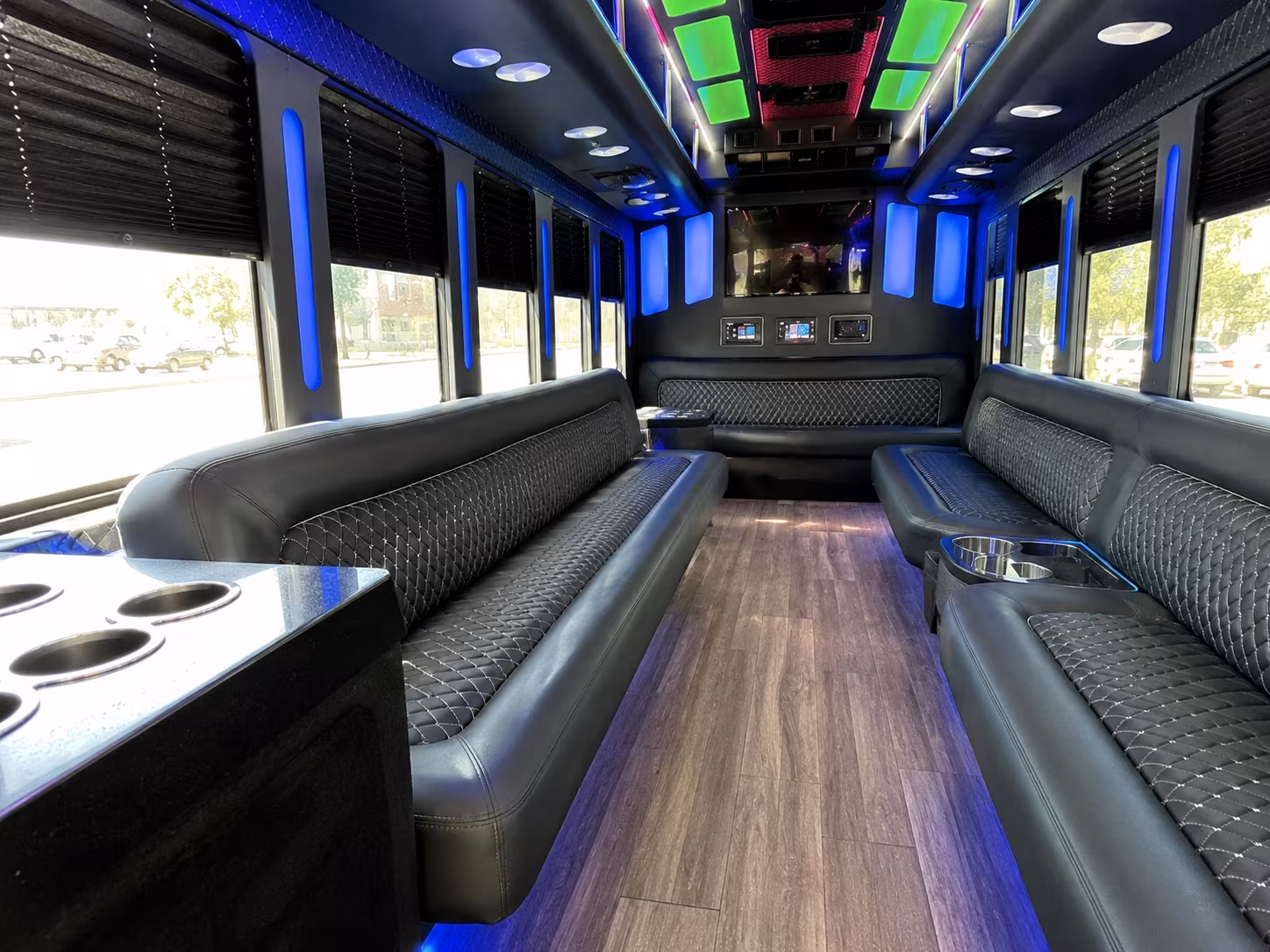 santa clara 15 passenger party bus inside