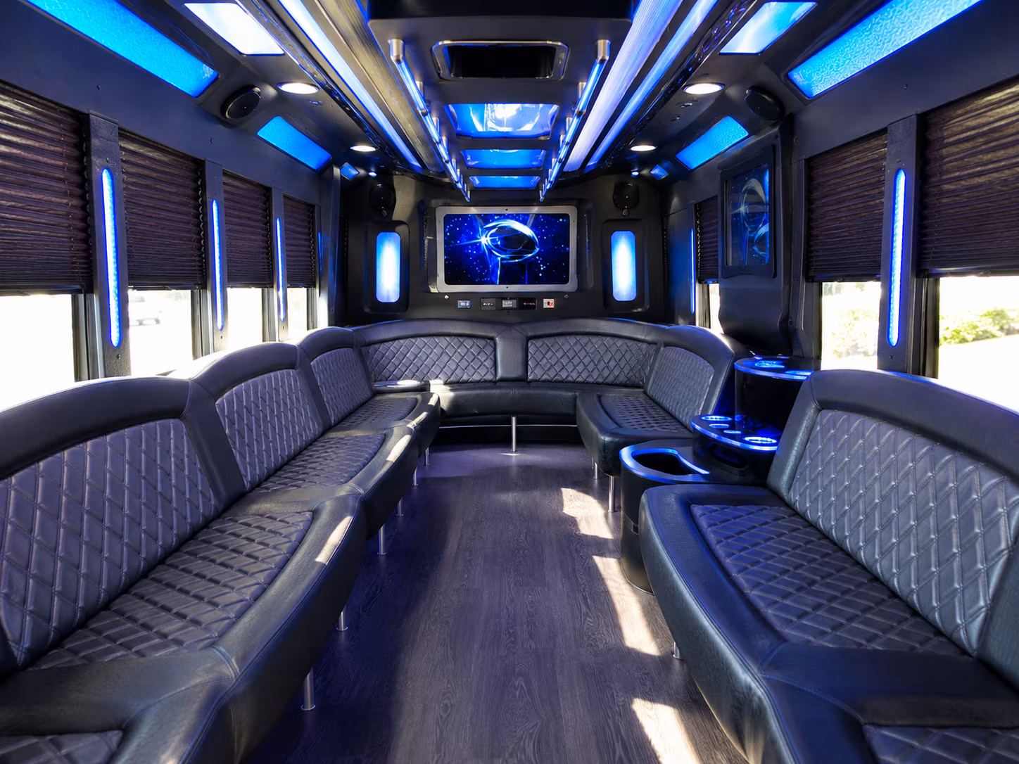 santa clara 28 passenger party bus inside