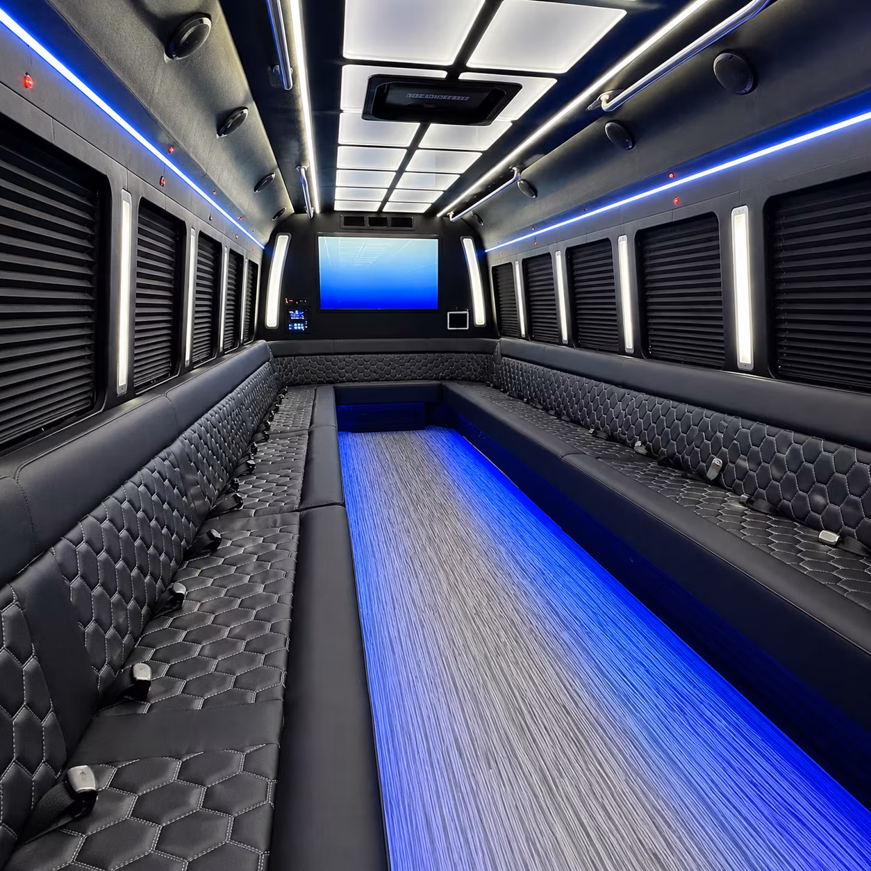 santa clara 50 passenger party bus inside